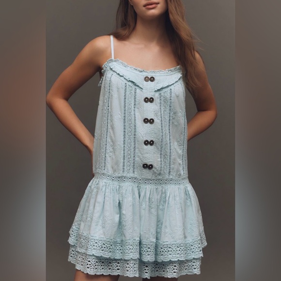 Anthropologie Pilcro Square-Neck Lace Swing Mini Dress, Size M - Picture 4 of 15